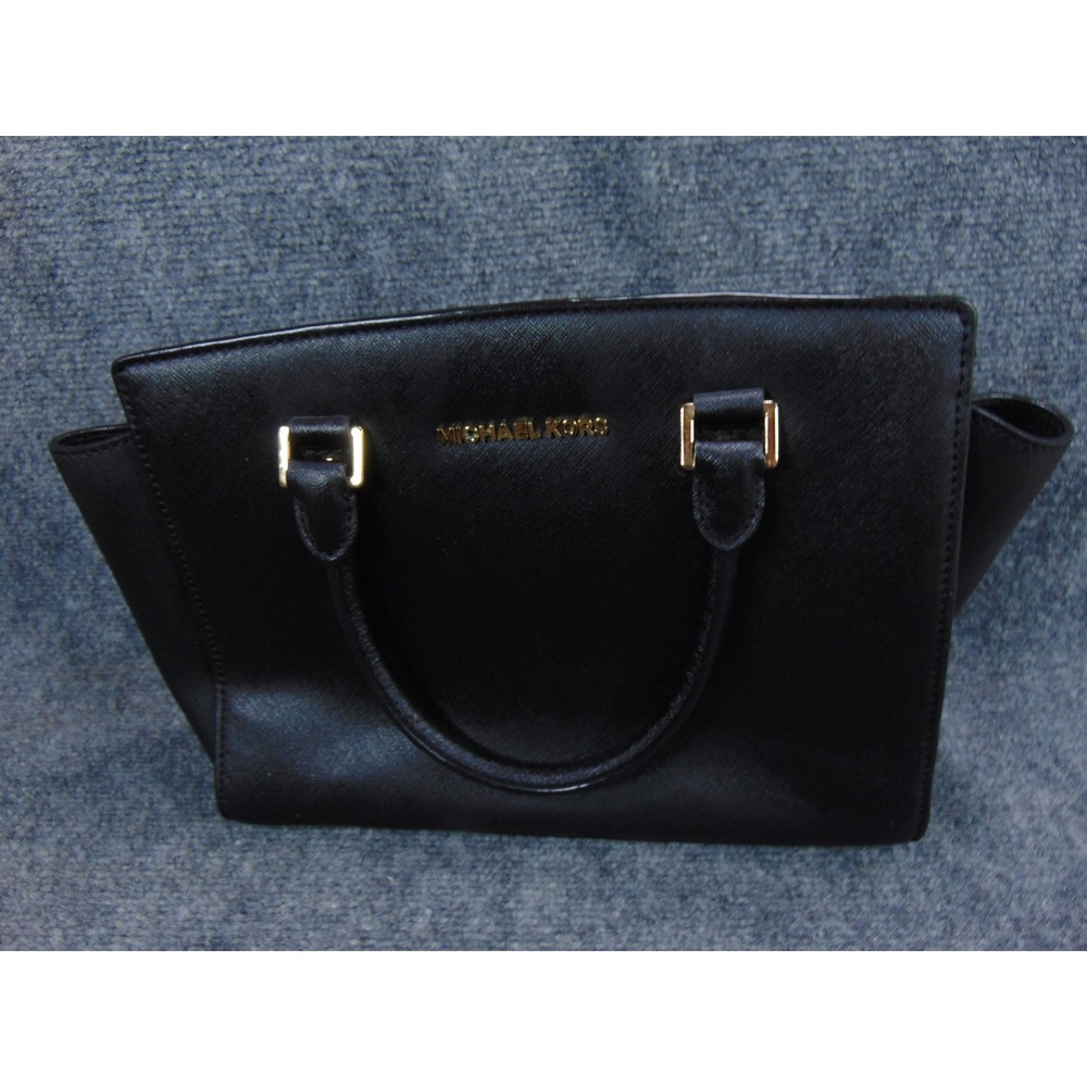 Michael Kors Selma Satchel Black Saffiano Leather Handbag AV-1309 Flaws - Picture 2 of 16